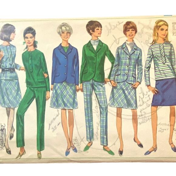 Simplicity 7191 Pattern Jacket Top Pant Skirt Miss 12 Retro Sleek Campus Hippie - Picture 1 of 7